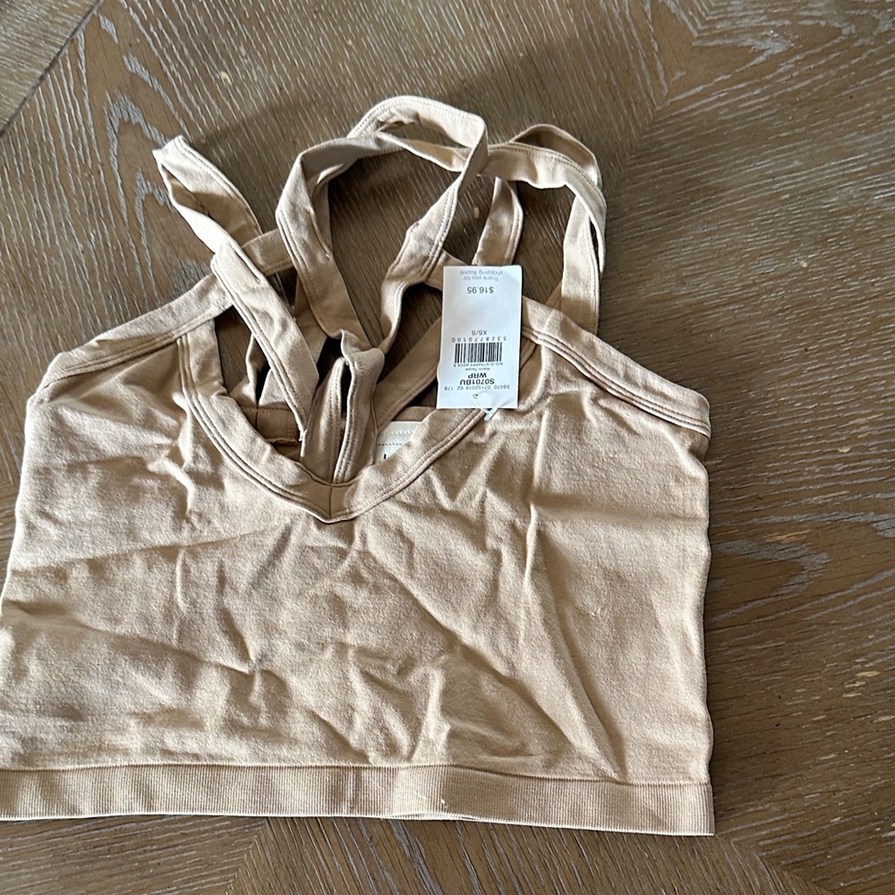 Buckle Beige Strappy Crop Top